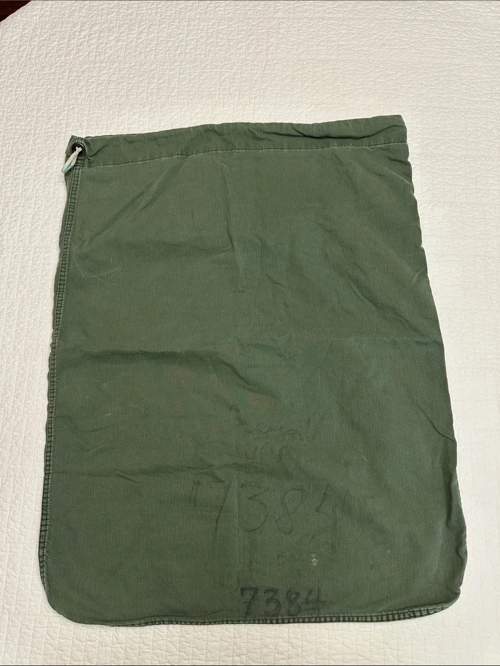 USGI Laundry Bag Olive Green Drawstring Cotton Gear Bag Natural Fiber